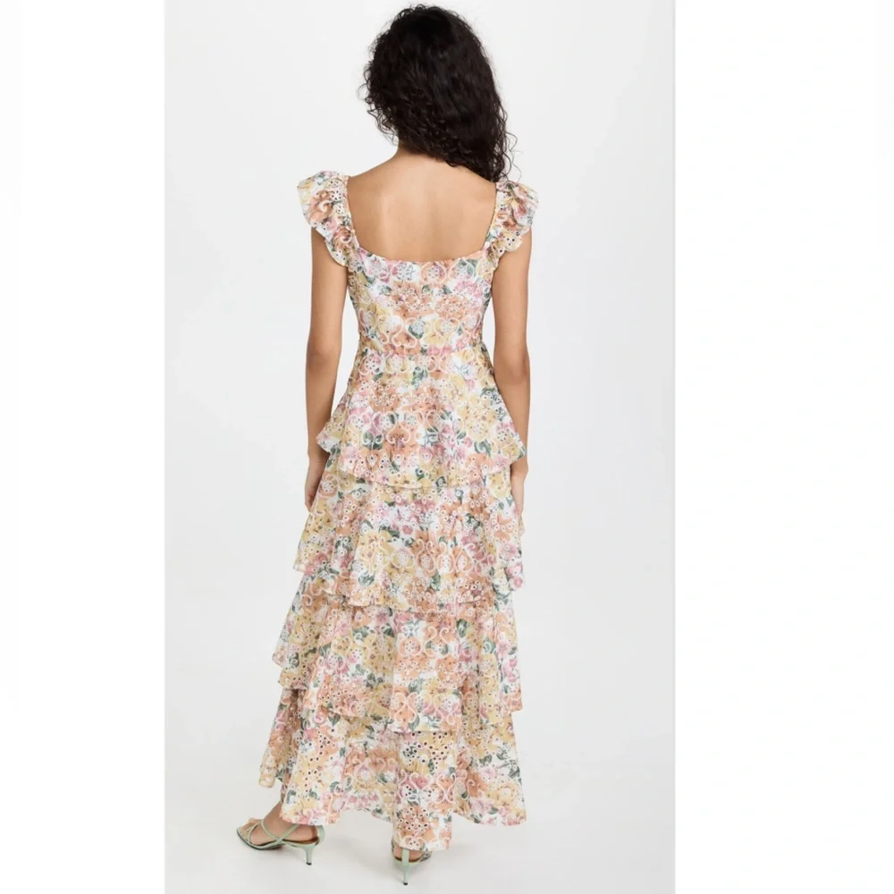 NWT En Saison Presley Floral Embroidered Tieres Midi Dress, Size Large. - Picture 4 of 13